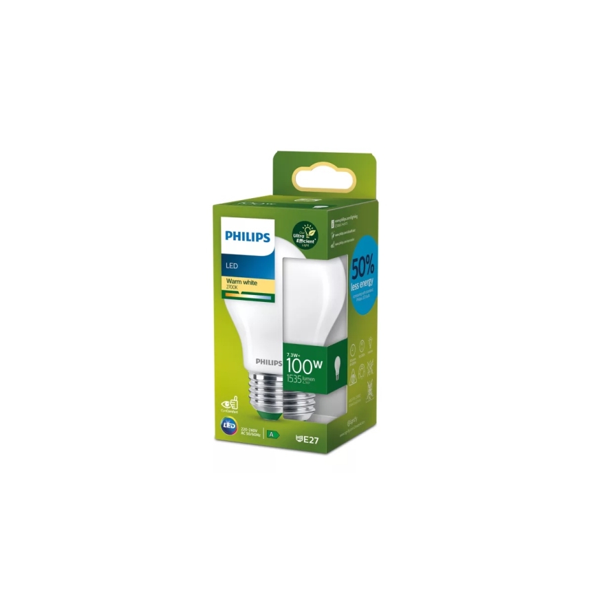 Philips ULTRAEFFICIENT A60 LED-Leuchtmittel E27/7,3W/230V 2700K