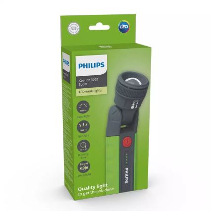 Philips X30ZOOMX1 - Torcia LED dimmerabile ricaricabile XPERION LED/6W/3,7V 1000 lm 2500 mAh IP54
