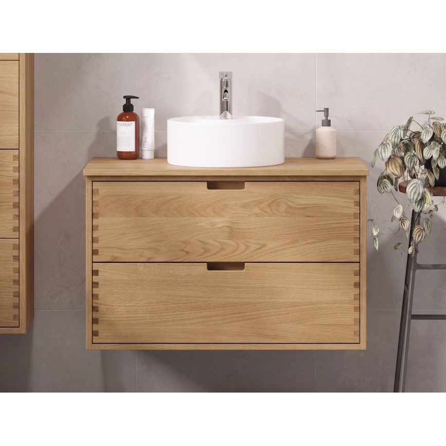 Piano per lavabo FOREST 100 cm beige/rovere