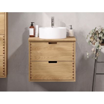 Piano per lavabo FOREST 60 cm beige/rovere