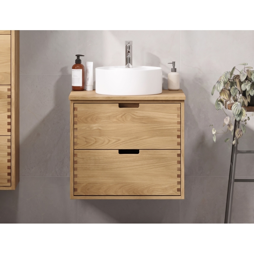Piano per lavabo FOREST 60 cm beige/rovere