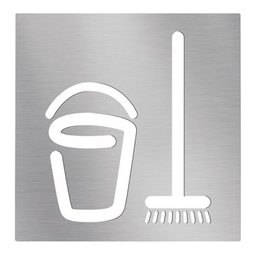 Pictogramme Local de nettoyage 12 x 12 cm inox/argenté