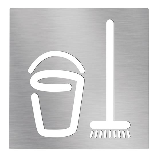 Pictogramme Local de nettoyage 12 x 12 cm inox/argenté