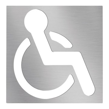 Pictogramme «Personne à mobilité réduite» 12×12 cm, inox/argenté