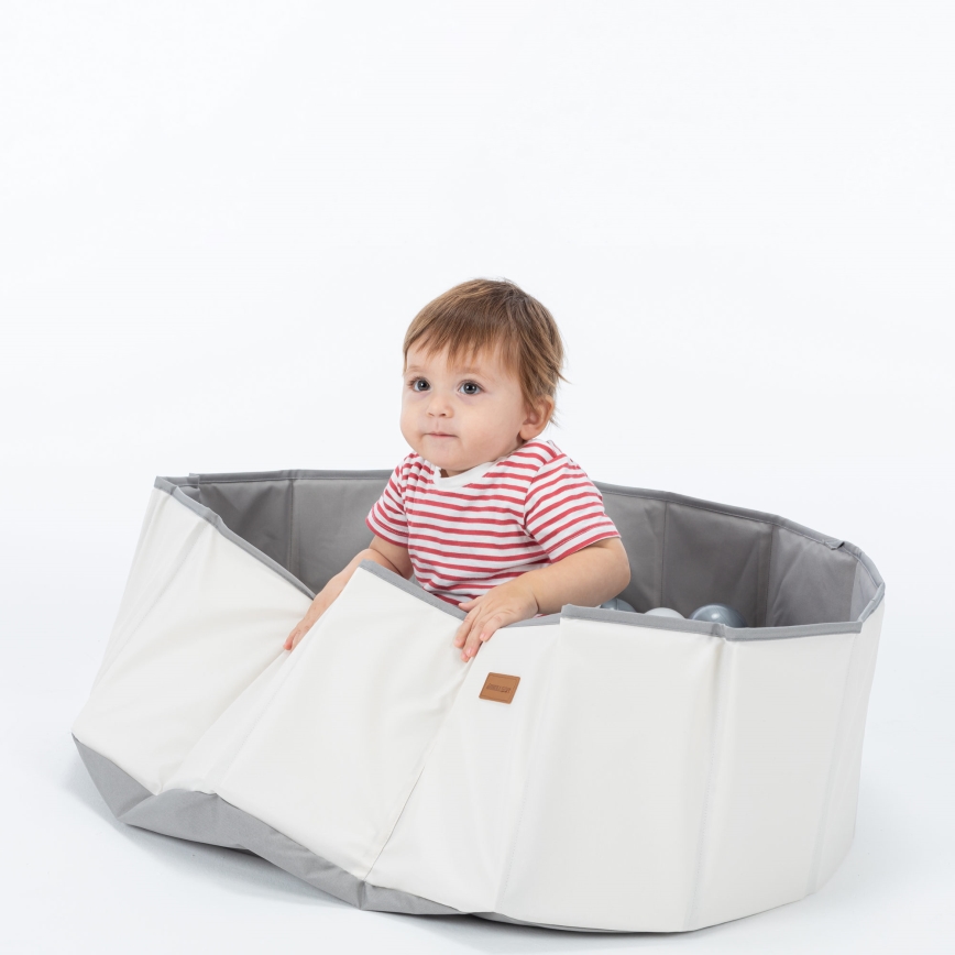 Piscina secca per bambini con palline, diametro 80 cm, bianco/grigio