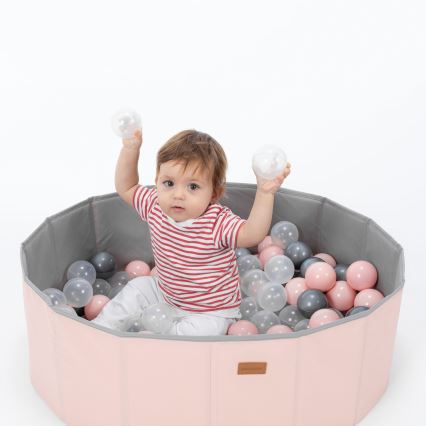 Piscina secca per bambini con palline, diametro 80 cm, rosa/grigio