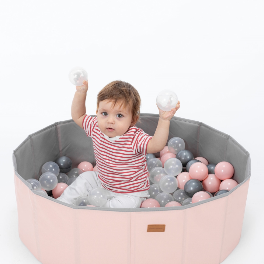 Piscina secca per bambini con palline, diametro 80 cm, rosa/grigio