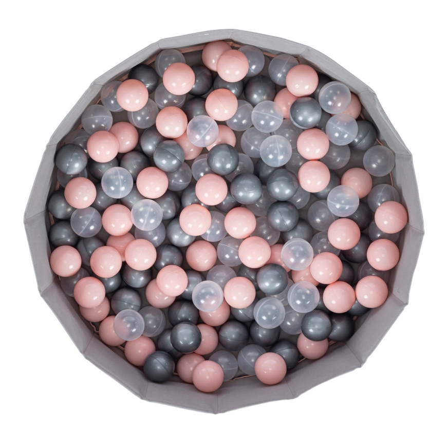 Piscina secca per bambini con palline, diametro 80 cm, rosa/grigio