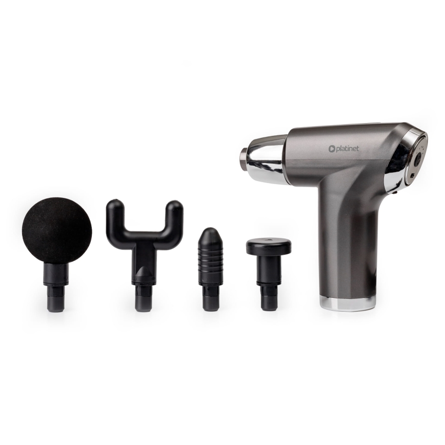 Pistolet de massage rechargeable avec 4 têtes 25W/5V 1200 mAh