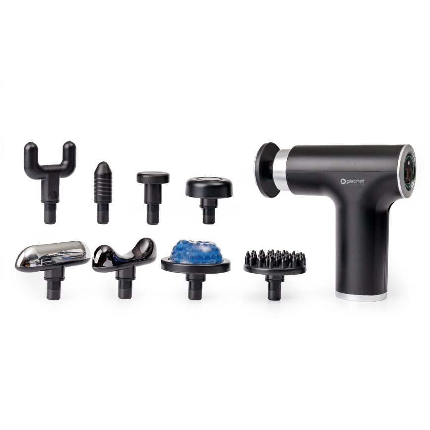 Pistolet de massage rechargeable avec 9 têtes 25W/5V 1200 mAh