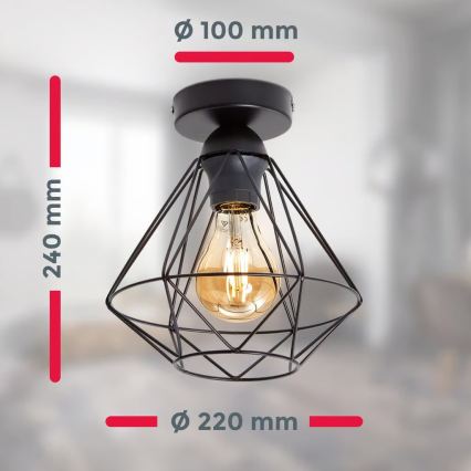 Plafoniera 1xE27/40W/230V nera
