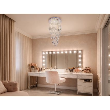 Plafoniera LED in cristallo SAMOA LED/30W/230V Ø 40 cm cromo lucido, con telecomando