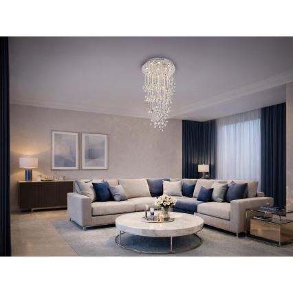 Plafoniera LED in cristallo SAMOA LED/30W/230V Ø 40 cm cromo lucido, con telecomando