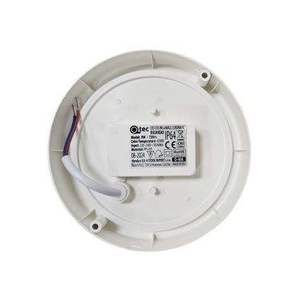 Plafoniera a LED per esterni 8W 230V 4200K Ø 14 cm IP64 bianco