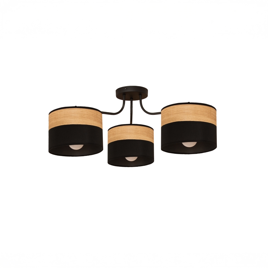 Plafoniera ALBA 3xE27/15W/230V Ø 66 cm nero/marrone