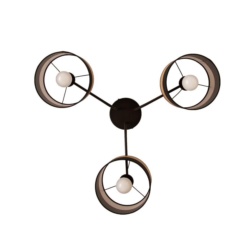 Plafoniera ALBA 3xE27/15W/230V Ø 66 cm nero/marrone