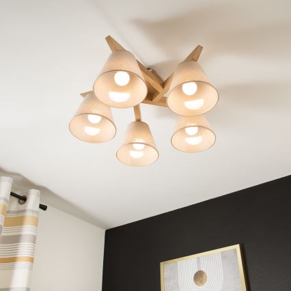 Plafoniera a soffitto ANTONIO 5xE14/40W/230V rovere