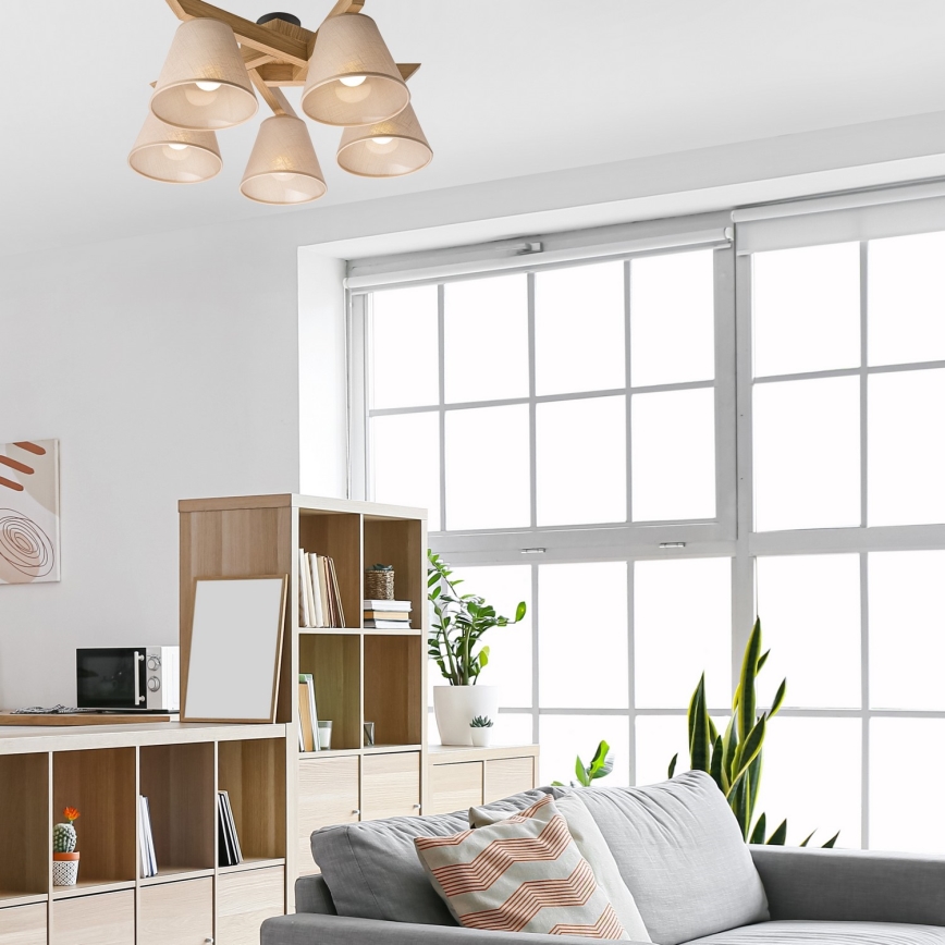 Plafoniera a soffitto ANTONIO 5xE14/40W/230V rovere