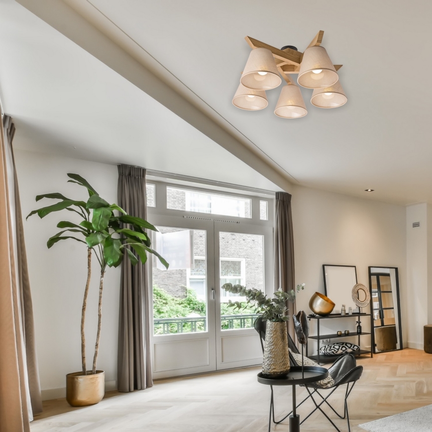 Plafoniera a soffitto ANTONIO 5xE14/40W/230V rovere