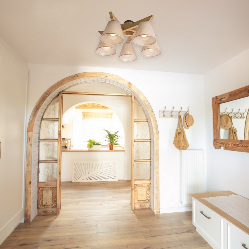 Plafoniera a soffitto ANTONIO 5xE14/40W/230V rovere