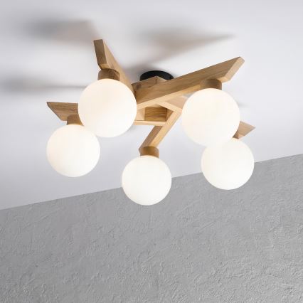 Plafoniera ANTONIO 5xG9/5W/230V rovere/bianco