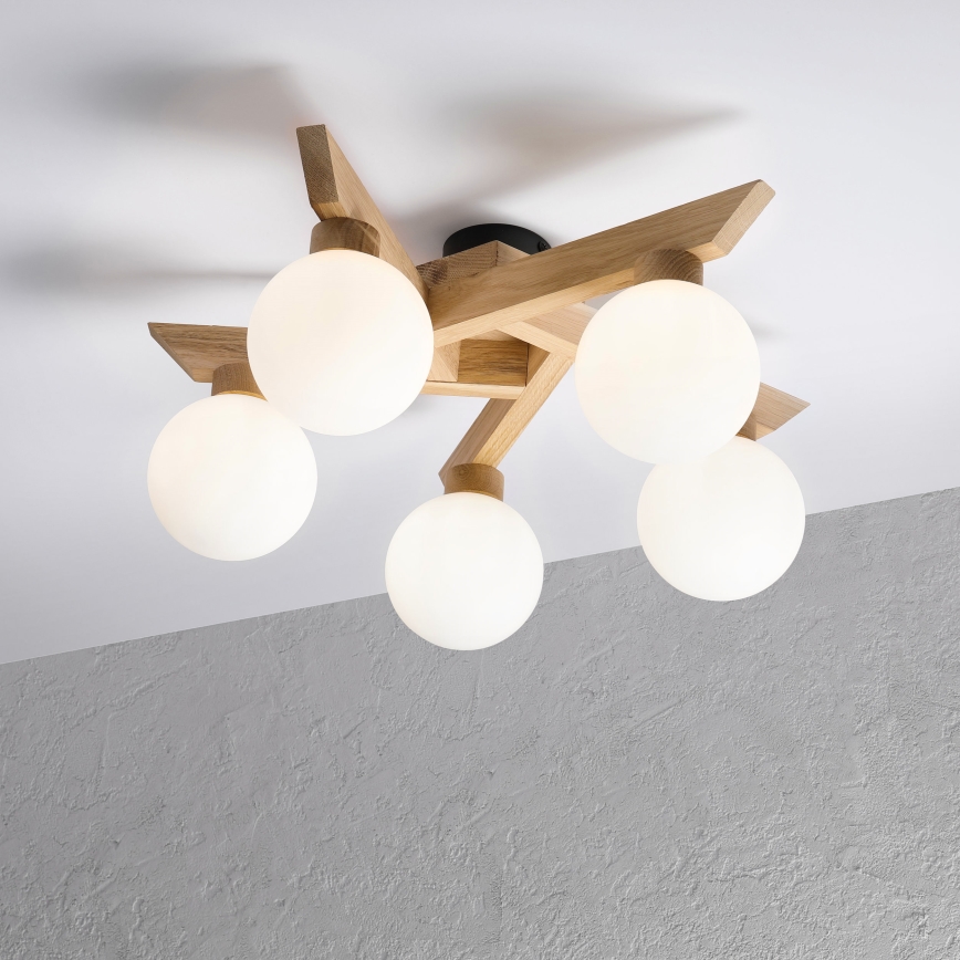 Plafoniera ANTONIO 5xG9/5W/230V rovere/bianco