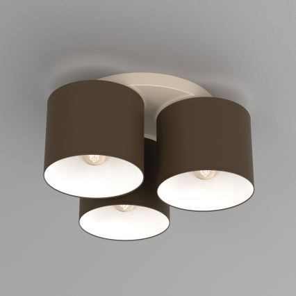 Plafoniera ARDEN 3xE27/15W/230V Ø 30 cm beige/marrone