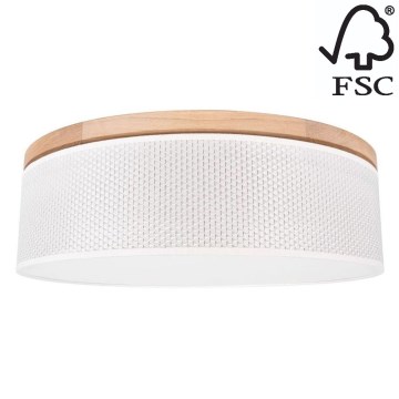 Plafoniera BENITA 2xE27/25W/230V diametro 48 cm color crema/quercia – FSC certificato