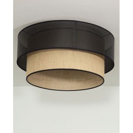 Plafoniera BORHO 1xE27/60W/230V, diam. 50 cm, nero/iuta