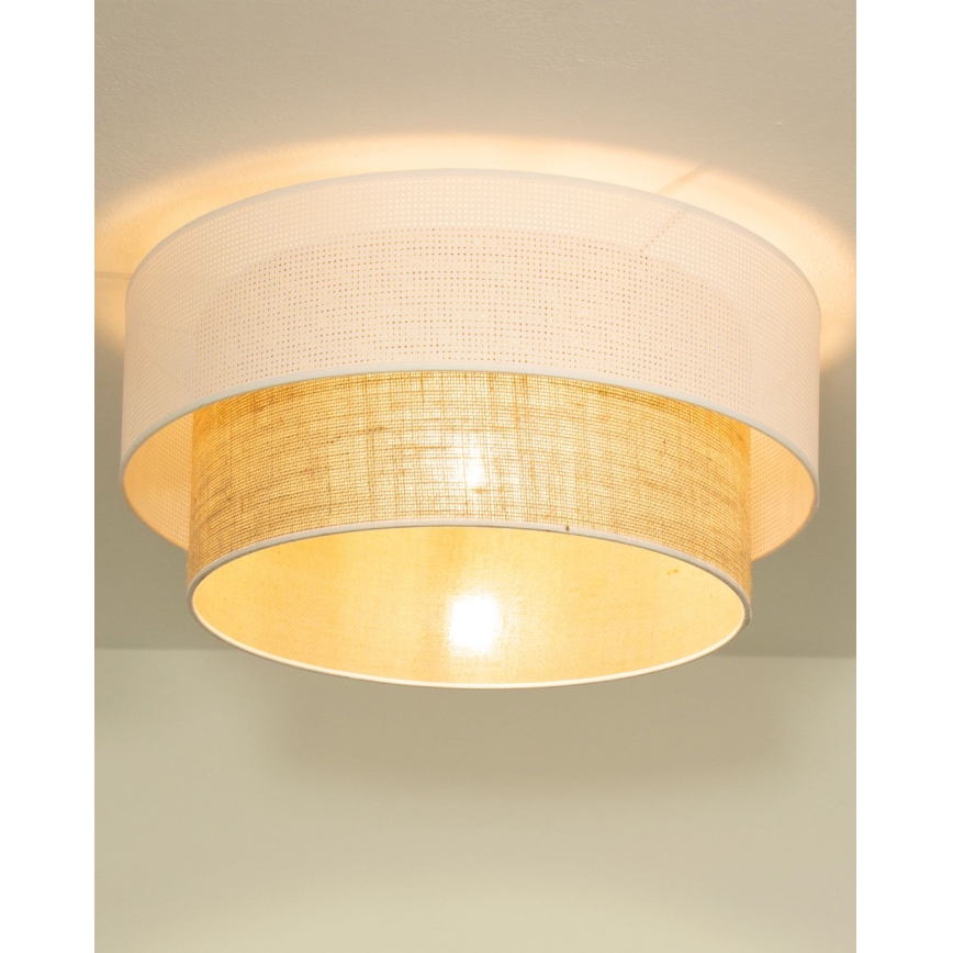 Plafoniera BORHO 1xE27/60W/230V Ø 40 cm bianco/iuta