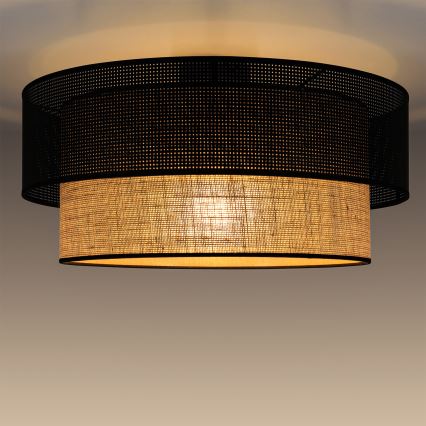Plafoniera BORHO 1xE27/60W/230V Ø 40 cm nero/iuta