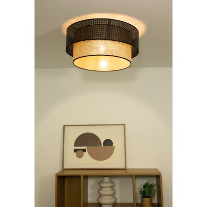 Plafoniera BORHO 1xE27/60W/230V Ø 40 cm nero/iuta