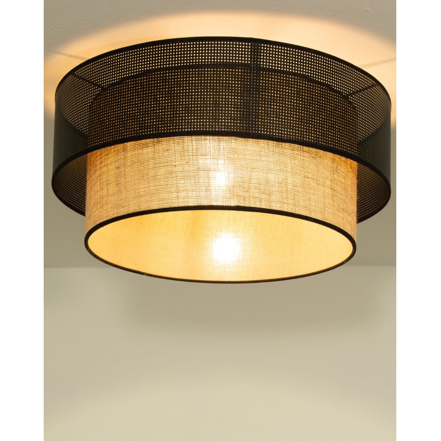 Plafoniera BORHO 1xE27/60W/230V Ø 40 cm nero/iuta