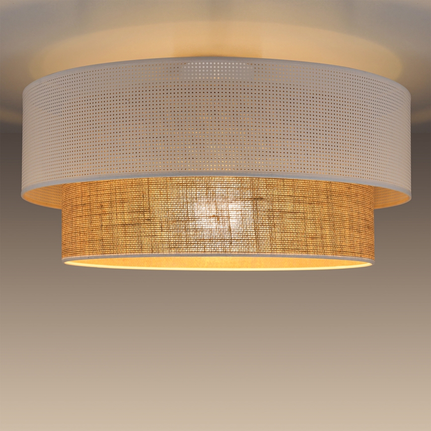 Plafoniera BORHO 1xE27/60W/230V Ø 50 cm bianco/juta