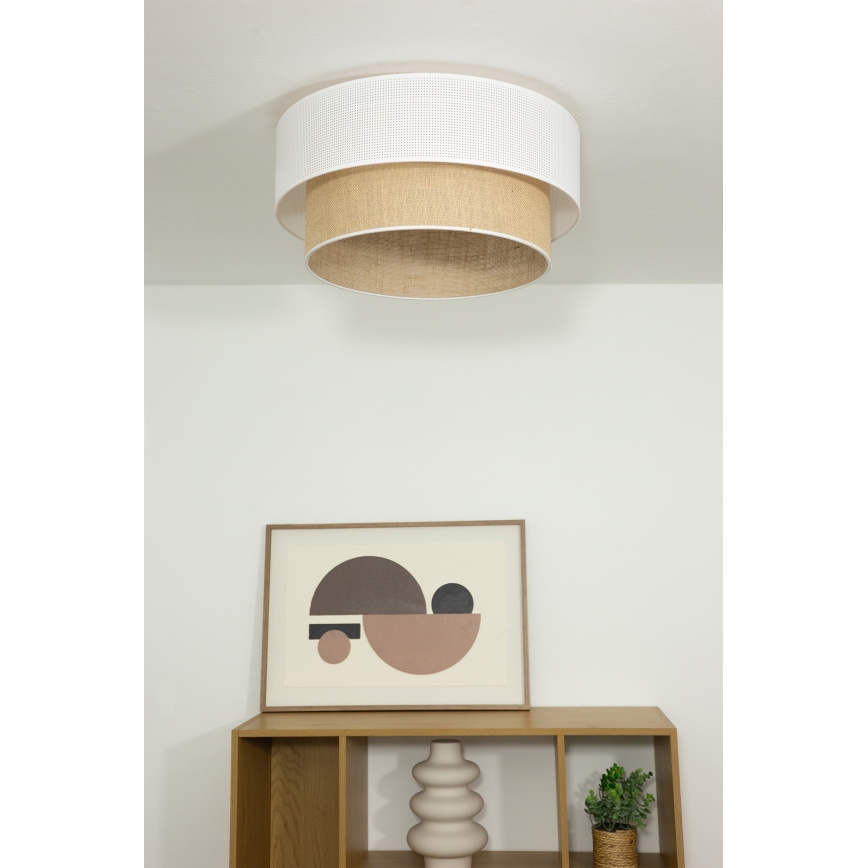 Plafoniera BORHO 1xE27/60W/230V Ø 50 cm bianco/juta