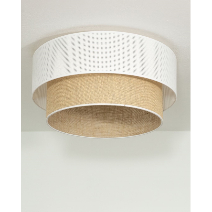 Plafoniera BORHO 1xE27/60W/230V Ø 50 cm bianco/juta