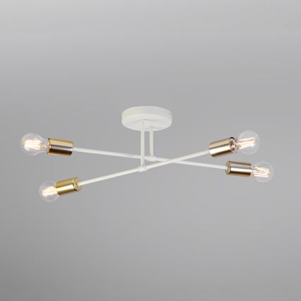 Plafoniera CAMBRIDGE 4xE27/15W/230V ottone/bianco