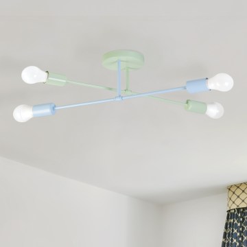 Plafoniera CAMBRIDGE 4xE27/15W/230V verde/blu
