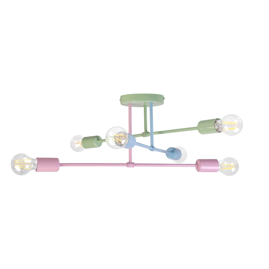 Plafoniera CAMBRIDGE 6xE27/15W/230V verde/blu/rosa