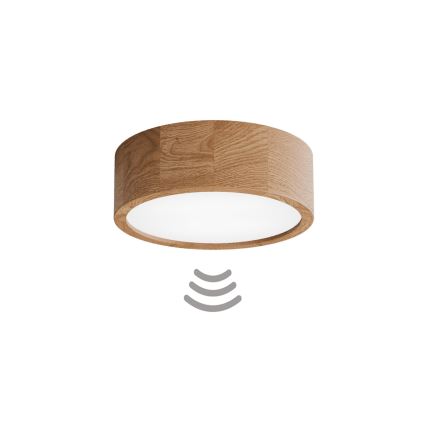 Plafoniera con sensore CLEO 2xE27/24W/230V Ø 27,5 cm rovere