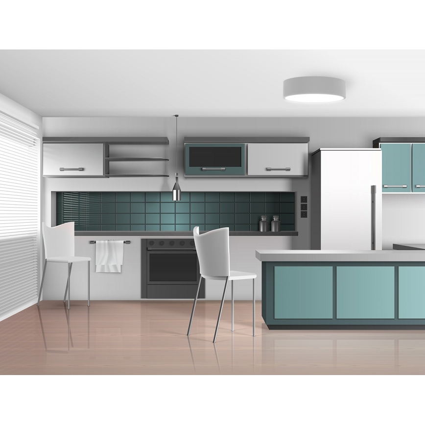 Plafoniera da soffitto CLEO con sensore di movimento e crepuscolare, 3xE27/24W/230V, Ø 40 cm, grigia