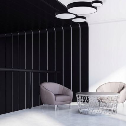 Plafoniera CLEO con sensore di movimento e sensore crepuscolare 6xE27/24W/230V Ø 80 cm nero