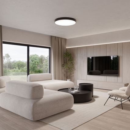 Plafoniera CLEO con sensore di movimento e sensore crepuscolare 6xE27/24W/230V Ø 80 cm nero