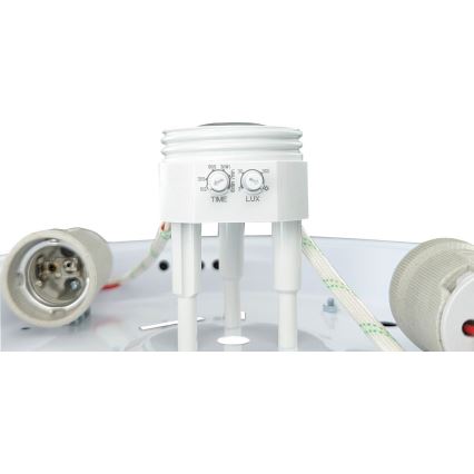 Plafoniera con sensore di movimento e sensore crepuscolare MANA 2xE27/40W/230V Ø 30 cm bianca