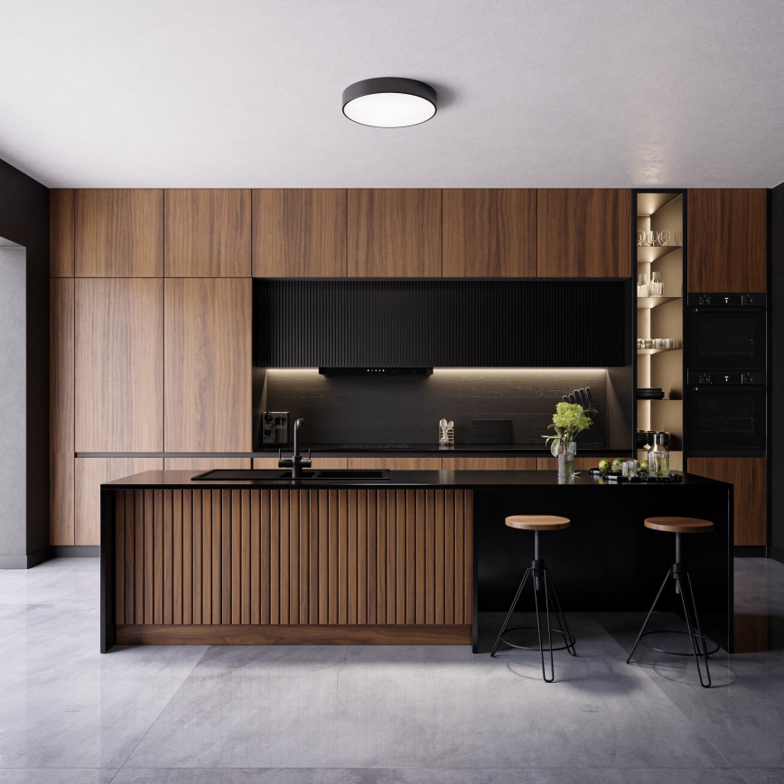 Plafoniera da bagno CLEO 4xE27/24W/230V diametro 50 cm nero IP54