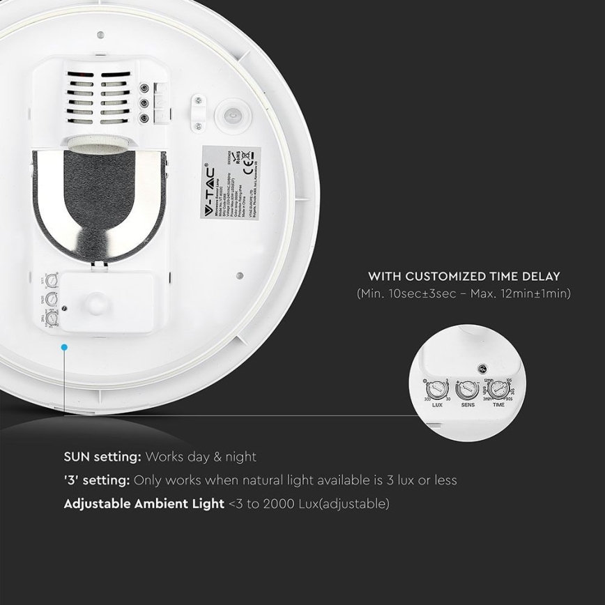 Plafoniera da bagno con sensore 1xE27/60W/230V IP44 ø 29,6 cm