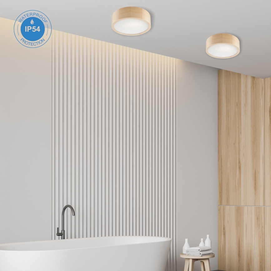 Plafoniera da bagno NATURAL 2xE27/15W/230V IP54 pino ø 27 cm - FSC certificato