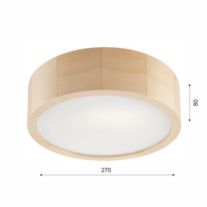 Plafoniera da bagno NATURAL 2xE27/15W/230V IP54 pino ø 27 cm - FSC certificato