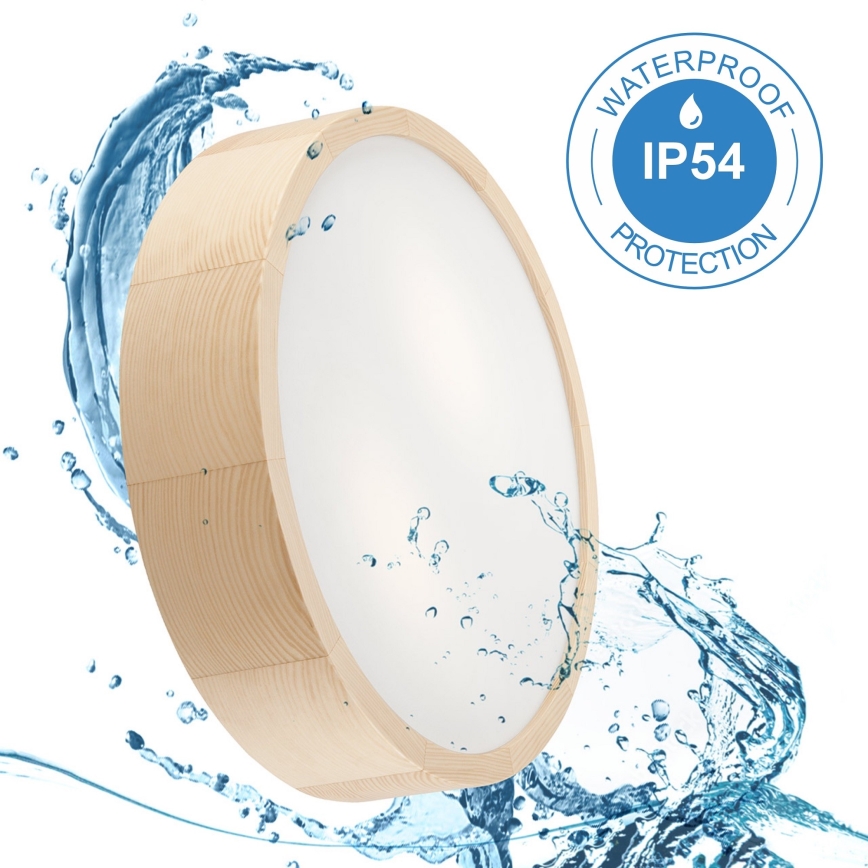 Plafoniera da bagno NATURAL 3xE27/15W/230V IP54 pino ø 37 cm - FSC certificato
