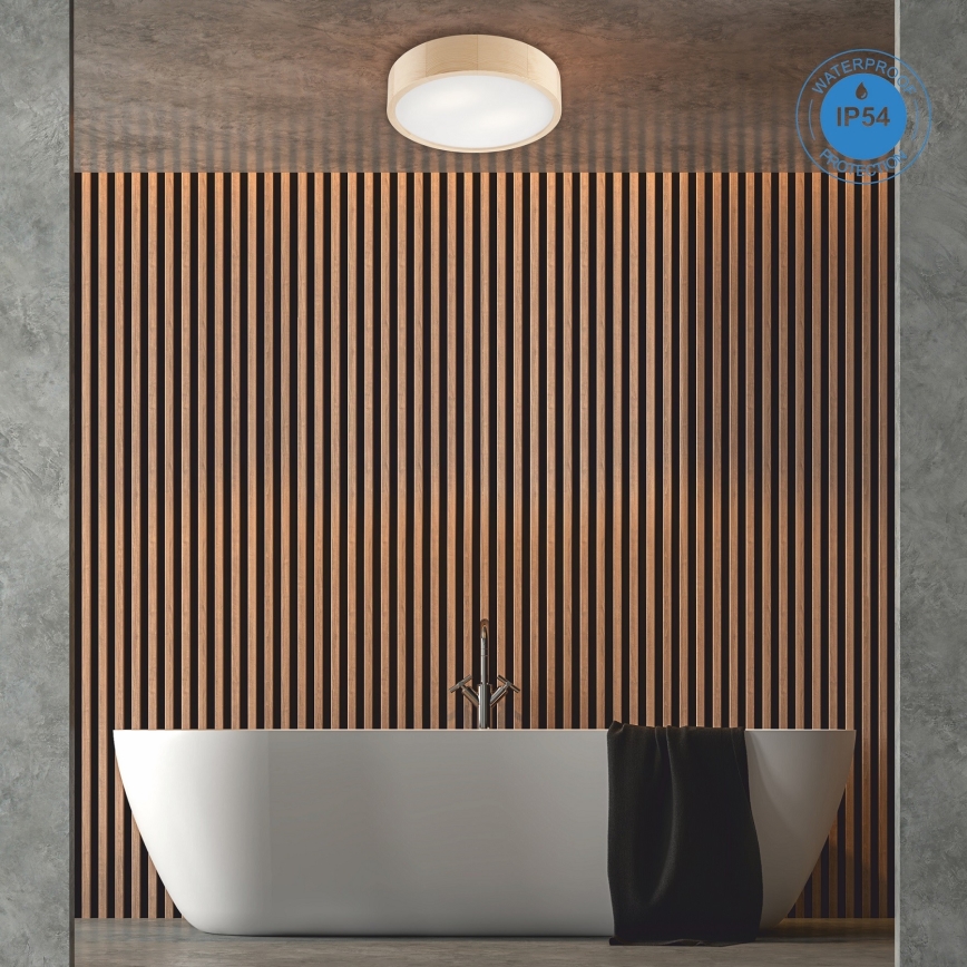 Plafoniera da bagno NATURAL 3xE27/15W/230V IP54 pino ø 37 cm - FSC certificato